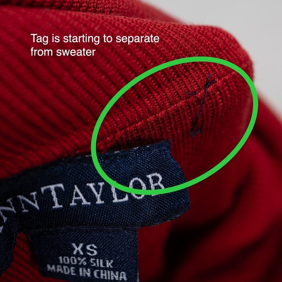 Ann Taylor Silk Turtleneck Ribbed‎ Sweater Red XS Lightweight 100% Silk - Picture 8 of 9